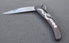 Okapi 3 Star 5 1/2" ClosFolder Wood Handle Ratchet Open Ring Pull To Close Looks Unused Factory Edge