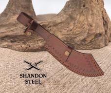 Damascus Scimitar Walnut/Turquoise Fixed Blade Bowie Knife w/Belt Sheath-DM-1252