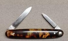 Press Button Knife Co Double Blade Tortoise Celluloid