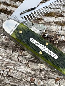GEC TIDIOUTE ** 351325 FAIRWAY & CLUBHOUSE GREEN JIGGED BONE GOLF TOOL KNIFE