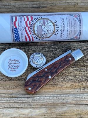 GEC ** SFO 93 REAL LAMBFOOT CHESTNUT FLAT CAP JIGGED BONE CAMPAGNA WAYNORTH KNIFE