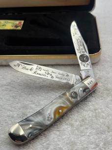 Hen & Rooster 2 Blade Trapper Ltd Ed #044 on Bolster 165th Anniversary Commemorative