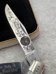 Hen & Rooster 2 Blade Trapper Ltd Ed #044 on Bolster 165th Anniversary Commemorative