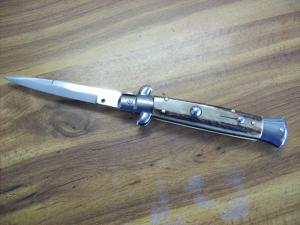 Vintage Italian 9" Stiletto Automatic Italy Stainless Tang Stamp Gen. Stag/Antler UNUSED!