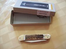 Hubertus Knife Solingen, Germany Size 10 Medium Clip-Point Genuine Stag/Antler NIB