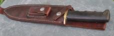 Saw Tooth Fighter Black Micarta Finger Grooves Lanyard Hole Leather Sheath Brazed Double Guard