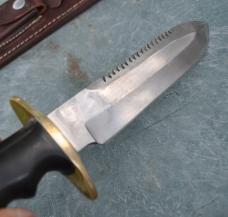 Saw Tooth Fighter Black Micarta Finger Grooves Lanyard Hole Leather Sheath Brazed Double Guard