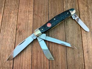 Henckels by Boker 4 Blade Stockman Black Jigged Bone Carbon Steel Blades 