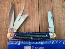 Henckels by Boker 4 Blade Stockman Blue Pin Feather Jigged Stainless Steel 