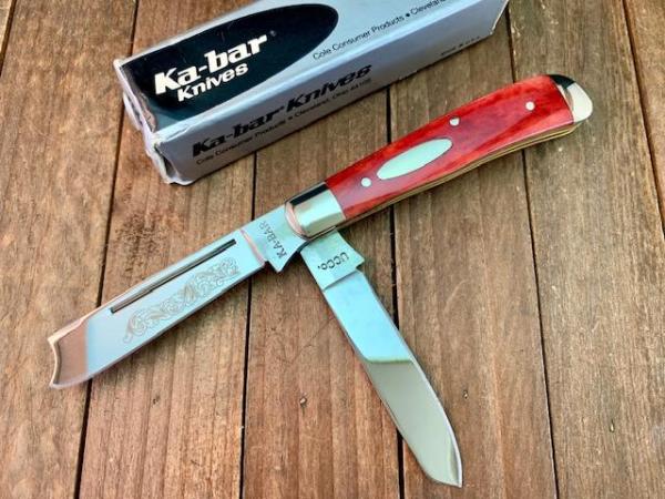 Kabar Mini Razor Trapper Smooth Red Bone 1989 Kabar Mini Razor Trapper Smooth Red Bone 1989