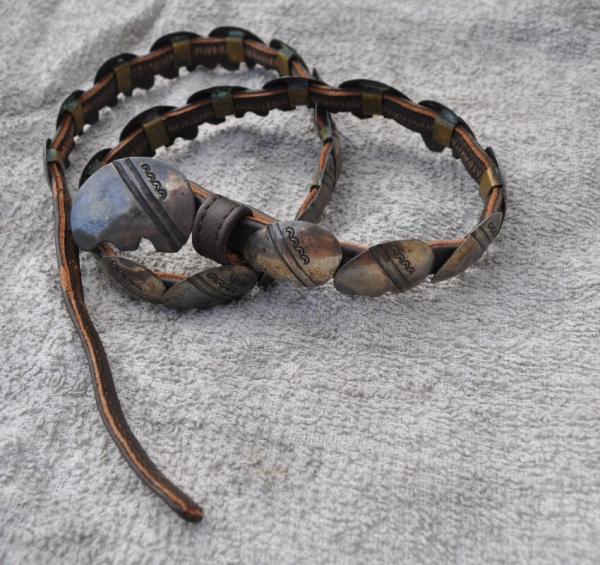 Leather And Sterling Silver Hat Band 23 Stylized Bears And Large Bear Buckle Marked Taos 88