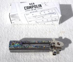 NEW A.G.A. CAMPOLIN 6" DOMINUS BEAUTIFUL ABALONE SCALES AUTOMATIC LEVER LOCK MANIAGO ITALY