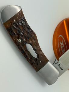 JEFF PEARCE CUSTOM BROWN JIGGED BONE MAGNACUT STEEL NATIVE KNIFE