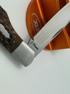 JEFF PEARCE CUSTOM BROWN JIGGED BONE MAGNACUT STEEL NATIVE KNIFE