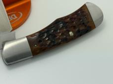 JEFF PEARCE CUSTOM BROWN JIGGED BONE MAGNACUT STEEL NATIVE KNIFE