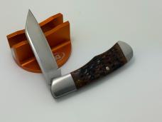JEFF PEARCE CUSTOM BROWN JIGGED BONE MAGNACUT STEEL NATIVE KNIFE
