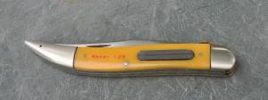 KaBar Stainless T 29 Fishermans Knife Yellow Fiber 5quot Closed No Sign Of Use Hook Hone Unused