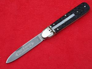  7-3/4" Boker Tree Brand 712 German "Springer" leverlock auto black pick bone