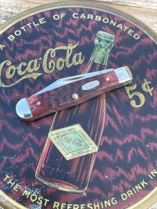 CASE XX ** 2001 BROWN JIG BONE COCA COLA SMALL COKE BOTTLE IN TIN