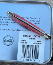 CASE XX ** 2002 DARK RED JIG BONE COCA COLA PEANUT IN TIN