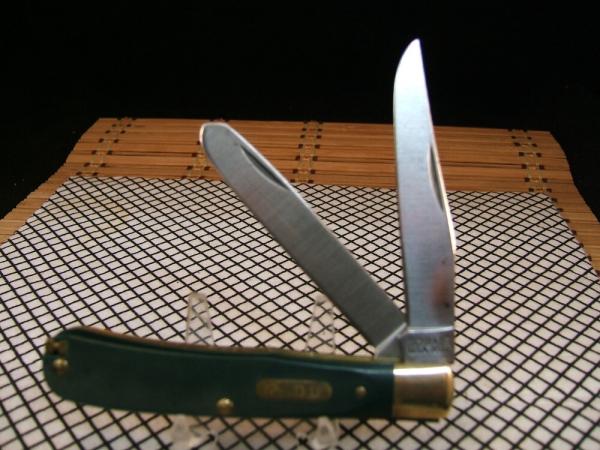 SCHRADE OLD TIMER 96OT BEARHEAD TRAPPER USA CARBON STEEL BLADES NIB RARE GREEN UNUSED POCKET KNIFE SCHRADE OLD TIMER 96OT BEARHEAD TRAPPER USA CARBON STEEL BLADES NIB RARE GREEN UNUSED POCKET KNIFE