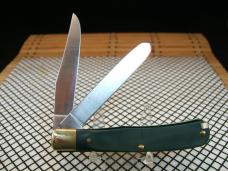 SCHRADE OLD TIMER 96OT BEARHEAD TRAPPER USA CARBON STEEL BLADES NIB RARE GREEN UNUSED POCKET KNIFE