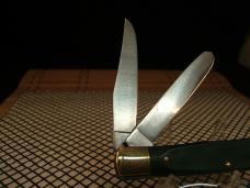 SCHRADE OLD TIMER 96OT BEARHEAD TRAPPER USA CARBON STEEL BLADES NIB RARE GREEN UNUSED POCKET KNIFE