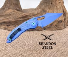 Microtech/Borka Blades 169-3SIS Signature Series AUTO Stitch Folding Knife 3.625" Sky Blue Cerakote 