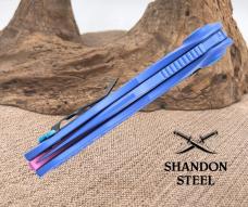 Microtech/Borka Blades 169-3SIS Signature Series AUTO Stitch Folding Knife 3.625" Sky Blue Cerakote 