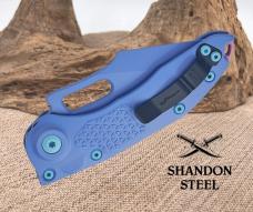Microtech/Borka Blades 169-3SIS Signature Series AUTO Stitch Folding Knife 3.625" Sky Blue Cerakote 