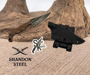 Stroup Knives Mini Mod 1 Fixed 1095HC Blade Flat Dark Earth Sculpted G10 Handle