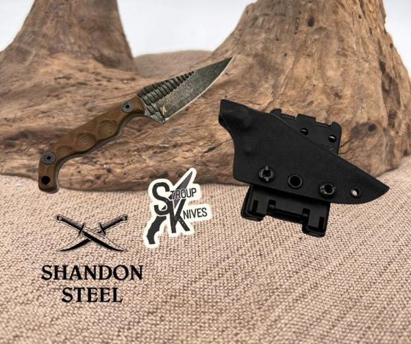 Stroup Knives Mini Mod 1 Fixed 1095HC Blade Flat Dark Earth Sculpted G10 Handle Stroup Knives Mini Mod 1 Fixed 1095HC Blade Flat Dark Earth Sculpted G10 Handle