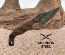 Stroup Knives Mini Mod 1 Fixed 1095HC Blade Flat Dark Earth Sculpted G10 Handle