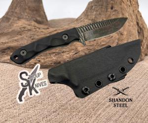 Stroup Knives GP2 Fixed Knife 3.75" 1095HC Steel Full Blade Black G10 Handle