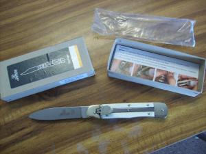 Hubertus Knife Solingen, Germany Large Size 11 White Bone Spear-Point UNUSED NIB