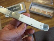 Hubertus Knife Solingen, Germany Large Size 11 White Bone Spear-Point UNUSED NIB