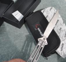 Bokere Plus Papillon Butterfly Knife Mint Box USA Made 6" X 4" Blade Comes With Zipper Case Paperwor