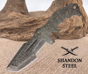 Knifemaking Fixed Knife 4.75" Damascus Tanto Chopper Steel Full Tang Blade 137D