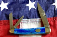 Bulldog Brand 4" Whittler Pocket Knife w/ Blue Bone Handles -NOS 
