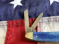 Bulldog Brand 4" Whittler Pocket Knife w/ Blue Bone Handles -NOS 