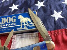 Bulldog Brand 4" Whittler Pocket Knife w/ Blue Bone Handles -NOS 