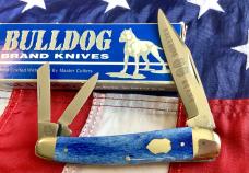 Bulldog Brand 4" Whittler Pocket Knife w/ Blue Bone Handles -NOS 