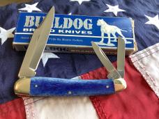 Bulldog Brand 4" Whittler Pocket Knife w/ Blue Bone Handles -NOS 