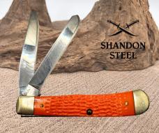 Case XX USA 2015 Trapper Jigged Orange Delrin 2 Blade Pocket Knife 6254 SS (4)