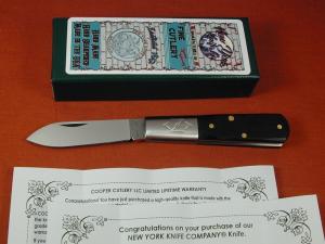 New York Knife Co Smooth Ebony Wood Barlow Knife By Cooper Cutlery Matteawan M1506E USA Made 
