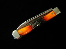 Titusville Cutlery Genuine Amber Stag Lexingtonian Coffin Jack Knife Rare 1 of 30 COA USA Made