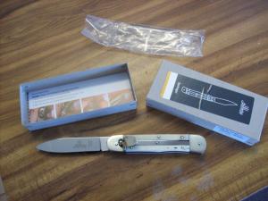 Hubertus Knife Solingen, Germany Large Size 11 White Bone Spear-Point UNUSED NIB