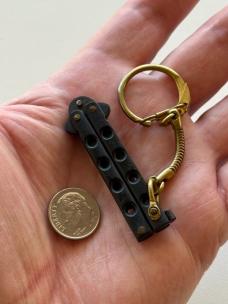 Vintage Mini Herbertz Keychain Balisong Butterfly Knife, Japan, Unused