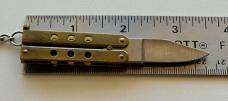 Vintage Mini Keychain Balisong Butterfly Brass Knife, Taiwan, Unused