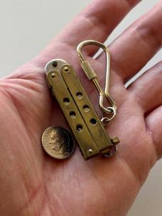 Vintage Mini Keychain Balisong Butterfly Brass Knife, Taiwan, Unused